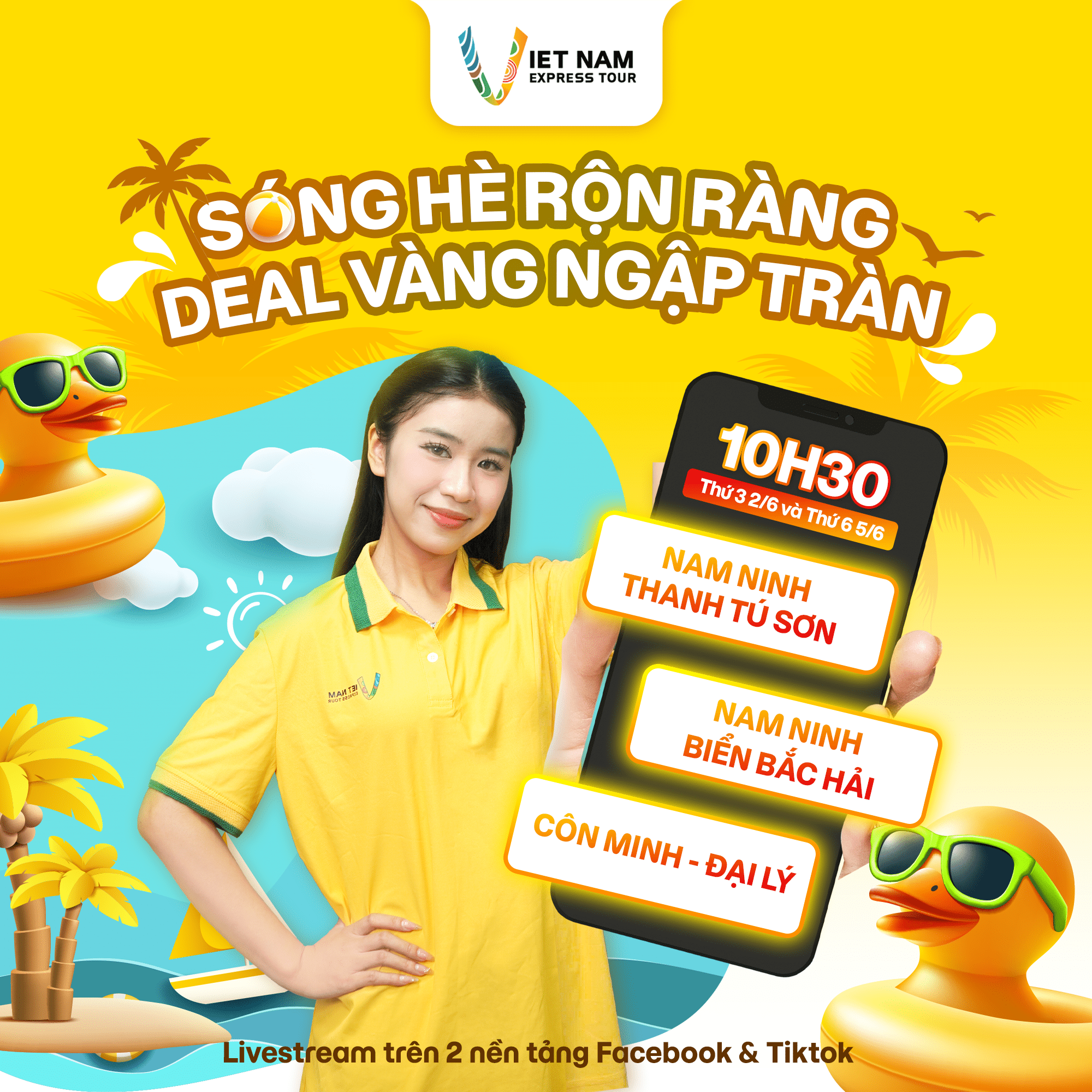 SÓNG HÈ RỘN RÀNG - DEAL VÀNG NGẬP TRÀN: LỊCH LIVESTREAM TUẦN 1 THÁNG 6 CÙNG VNEXPRESSTOUR