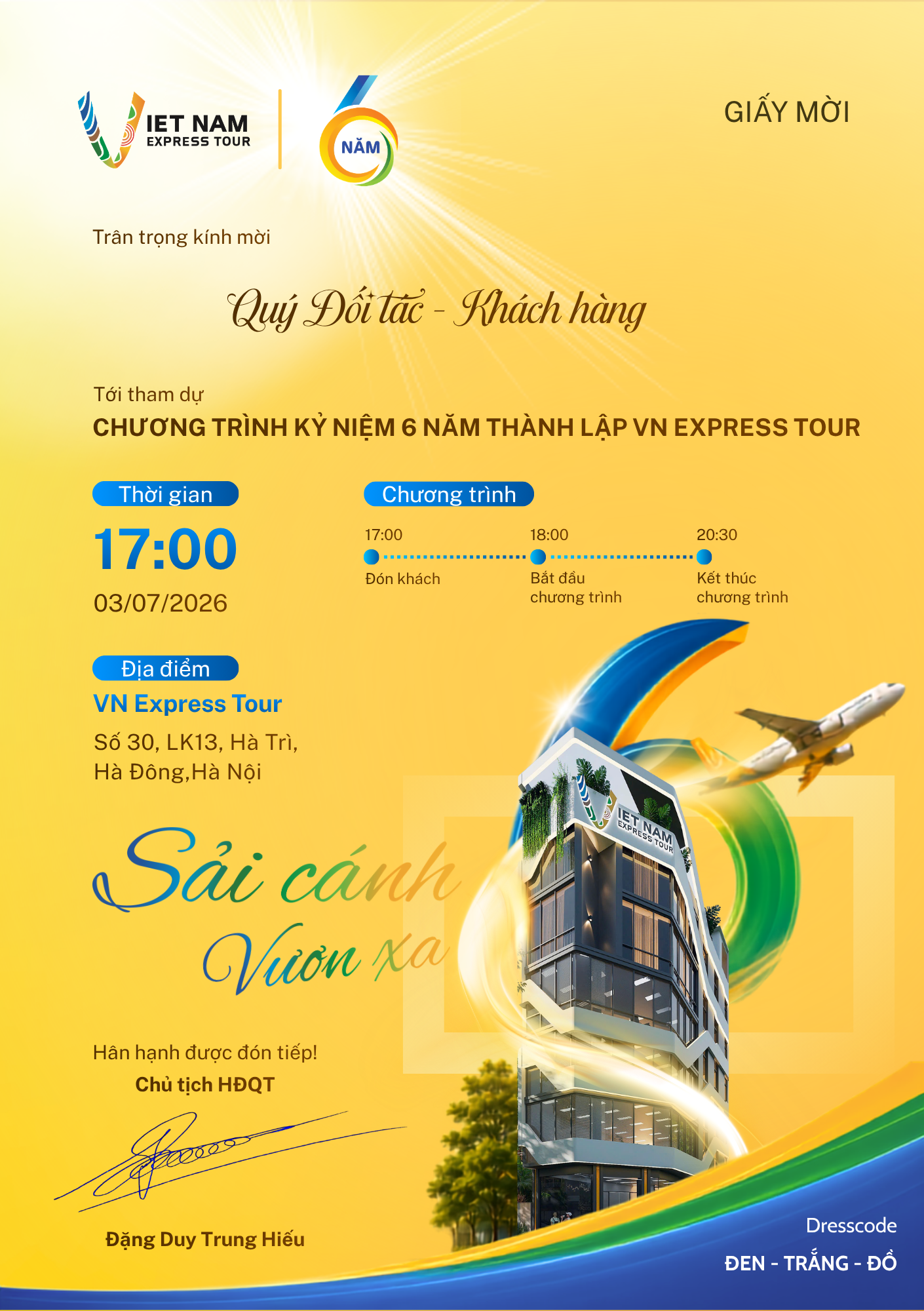 GIẤY MỜI CHÍNH THỨC | KỶ NIỆM 6 NĂM THÀNH LẬP VNEXPRESSTOUR