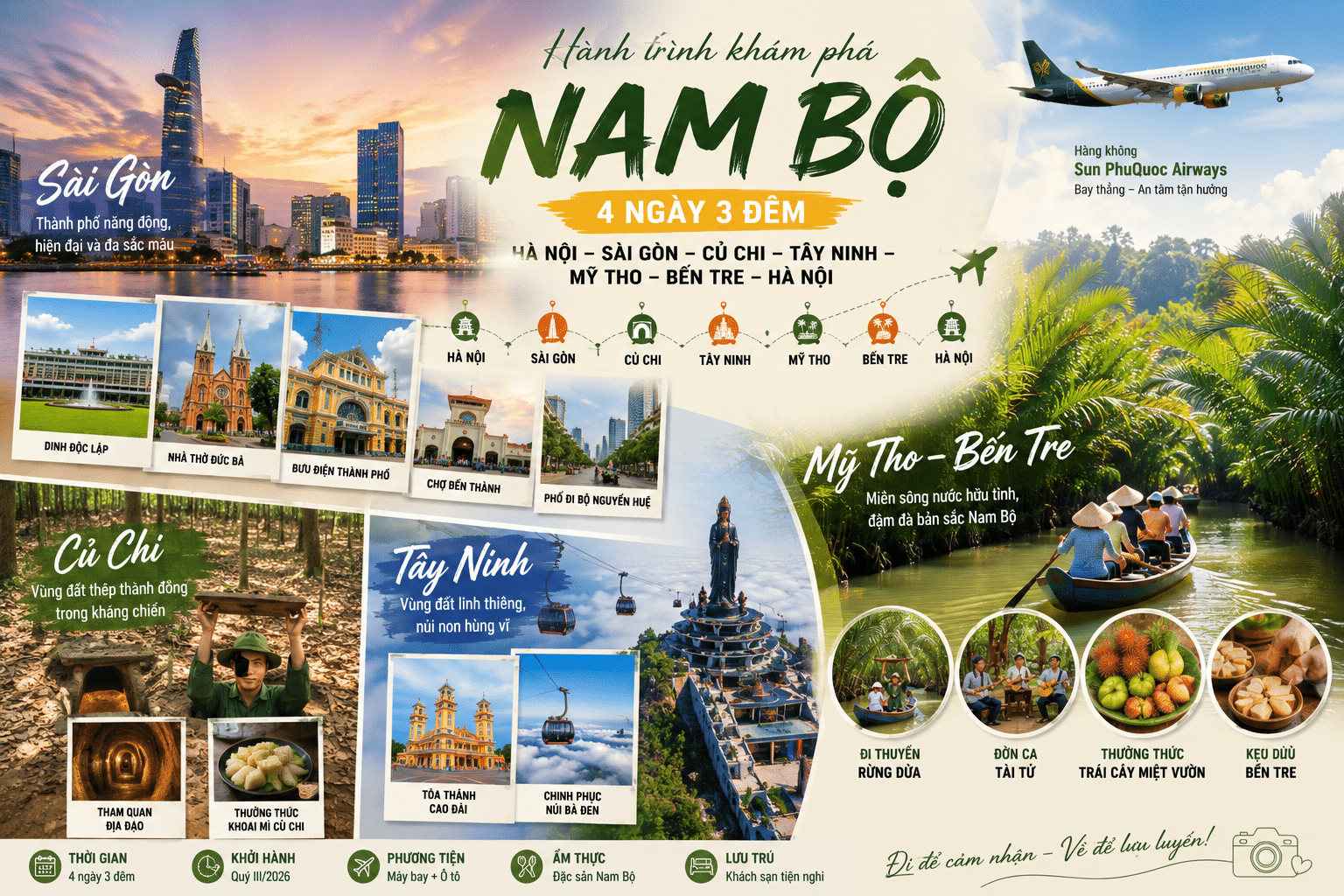 NAM BỘ MÙA NẮNG: MỘT HÀNH TRÌNH ĐI QUA PHỐ THỊ, SÔNG NƯỚC VÀ MÂY TRỜI